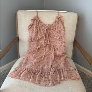 Forever 21 Floral Ruffle Pink Dress